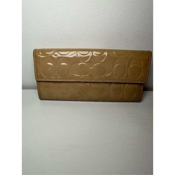 Coach patent leather camel tan women’s wallet size 8”x4”   #M-1371 - Picture 2 of 10